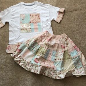 Girl 4/5 custom made 2pc shirt/skirt patchwork